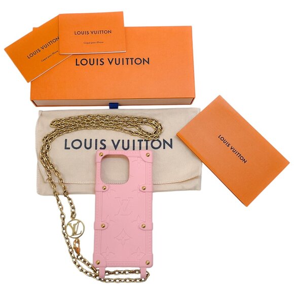 Louis Vuitton Pink Logo iPhone 15 Case with Chain - Picture 1 of 4